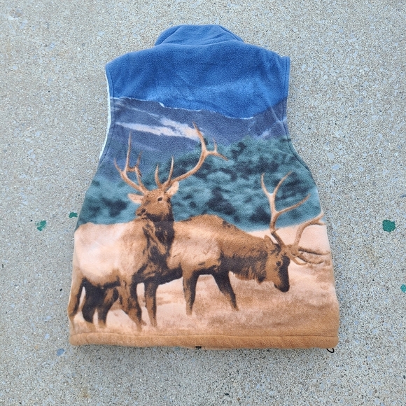 vintage elk print fleece vest - Picture 2 of 5